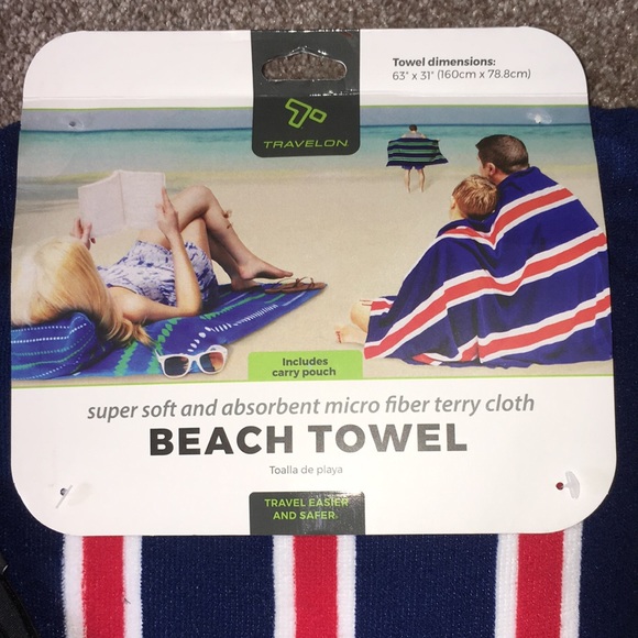 Traveling-Beach Towel Set-NWOT-Blue, Red & White - Picture 3 of 6